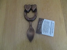 Welsh Wooden Love Spoon - Hearts & Horseshoe Symbols