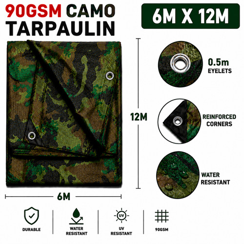 Camouflage tarpaulin 12m - camouflage, 6m