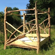 Handcrafted rustic canopy bed - handcrafted,