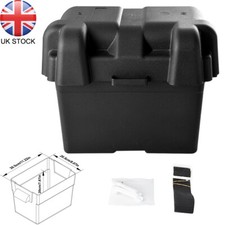Leisure Battery Box Small Black + Strap Caravan Boat Motorhome RIB 340x245x260mm