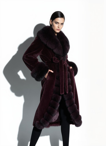 Bordeaux genuine fox fur - bordeaux, trim