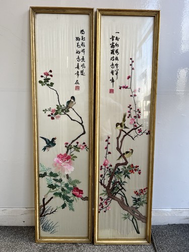 Pair vintage chinese silk - chinese,