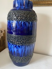 Large Blue Fat Lava Vase