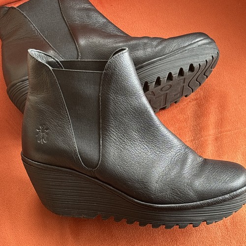 Fly london black wedge boots - london,
