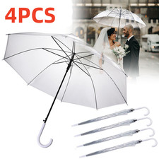 4PCS LARGE CLEAR DOME SEE THROUGH UMBRELLAS TRANSPARENT RAIN WINDPROOF BROLLY