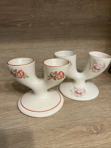 Pair vintage ceramic double - ceramic,