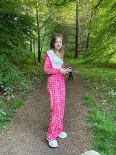 Pink Heart Print Velour