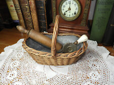 Vintage Child's Toy Kitchen Utensil A&J Mixer/Egg Beater, Rolling Pin + Basket.