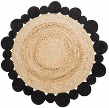 Rug Round Natural Jute Black