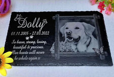 Personalised Memorial Plaque Grave Marker For Pet Dog Engraved On Natural Slate