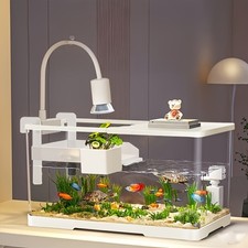 Turtle Fish Tank 3.5 Gallon Aquarium Desktop Fish Tank w/ Pump Filter LED