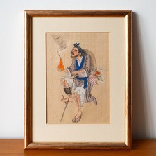 Chinese Vintage Republic Period Gouache Silk Painting of Li Tieguai 20th Century