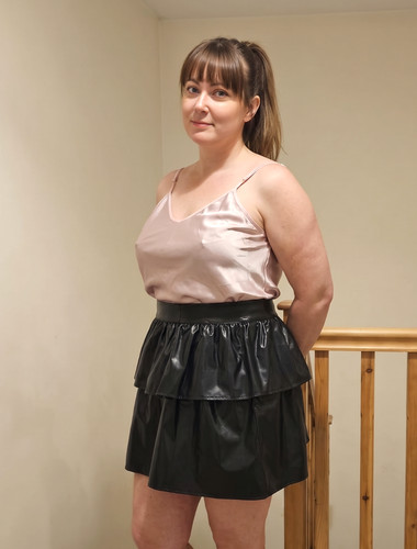 Black shiny faux leather
