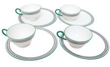 Antique Royal Doulton, Snack Plate And Cup, Art Deco, 4 Sets, Tennis Tea Set, Ma