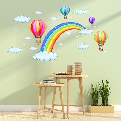 Pvc rainbow cloud wall sticker - rainbow,