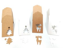 10/25/50/100 Christmas Reindeer Tree Kraft White Paper Gift Tags Label + Strings