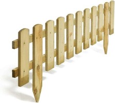 1M Wooden Picket Fence Border Garden Outdoor Lawn Flower Decor Edging Panels