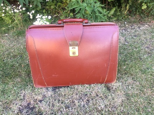 Old vintage leather briefcase - vintage,