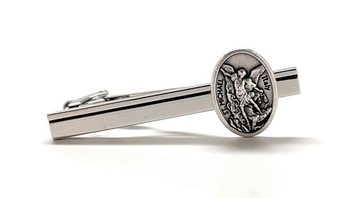 Saint michael silver tie clip - michael,