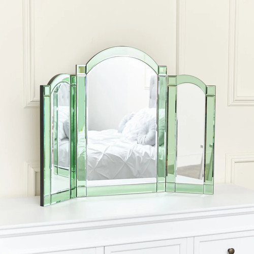 Green glass art deco - deco, triple