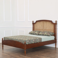 Clarissa Rattan Bed with Low Footboard  Solid Mahogany & Rattan NEW B077