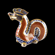 Royal Crown Derby Bone China Dragon Figurine Paperweight (small repair)