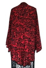 Vintag REVERSE size S Women's Kimono Bocheme Floral Festival Velvet Print Fringe