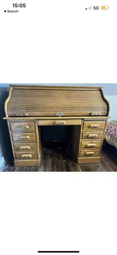 Solid oak writing desk roll - solid,