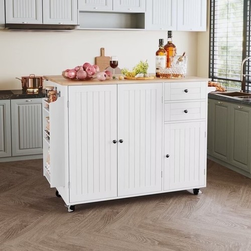 White kitchen island trolley - white,