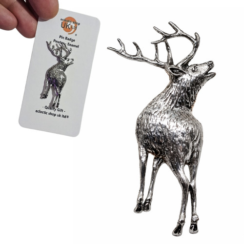 Stag pin badge pewter - stag,