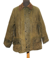 VINTAGE BARBOUR BEAUFORT THREE CREST WAXED COTTON JACKET C 42" / 107 CM GREEN