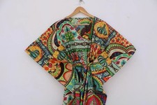 Israel Print Cotton Caftan Indian Handmade Printed Kaftan Beach Night Maxi Dress