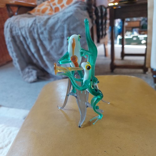 Blown glass frog sculpture - blown,