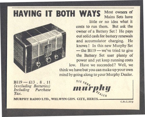 1940s advert murphy - murphy, battery