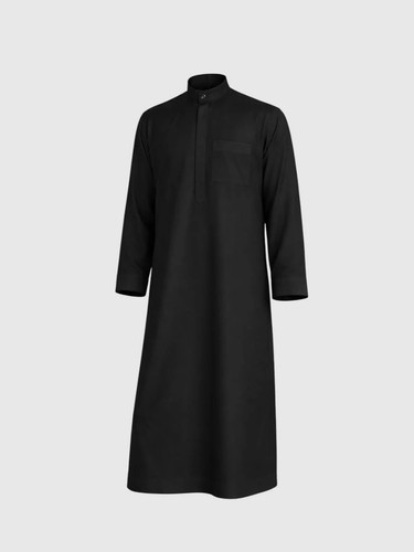 Thobe black with zip - black,