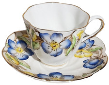 Vintage Salisbury Fine Bone China English Ftd Tea Cup & Saucer 'Adrian' Blue