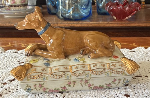 Antique porcelain greyhound - porcelain,