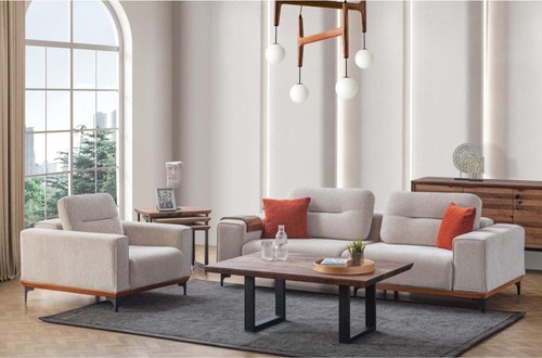 White upholstered sofa - white, set