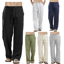 Mens Cotton Linen Baggy Pants
