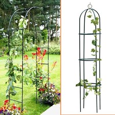 Outdoor Garden Metal Tubular Arch Frame Climbing Plant Support Obelisk Trellis