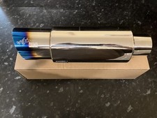 HKS Style Slash Cut 3.5" Blue Stainless Steel Exhaust 2.5" Inlet