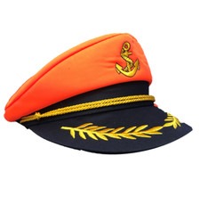NEON ORANGE SAILOR CAPTAIN HAT