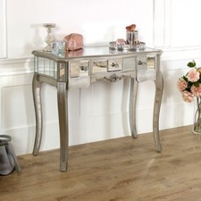 Silver Mirrored Console Dressing Table Shabby Vintage Chic Bedroom Living Room