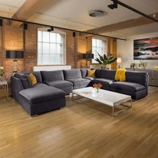 Quatropi 6 Seater Large Sectional U-Shape Corner Sofa Set Dark Grey 9R