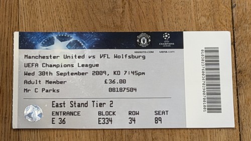 Ticket 2009 manchester - ticket,
