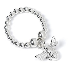 Sterling Silver Ball Bead Ring with Bumble Bead Charm