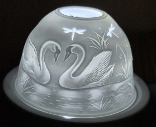 Swans lithophane tea light - swans,
