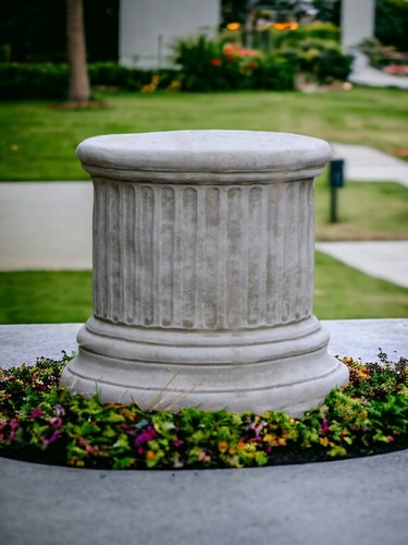 Stone round column garden - stone,