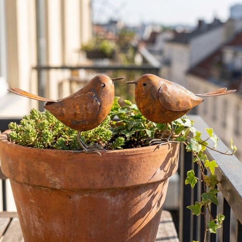 Rustic metal bird sculptures - metal,