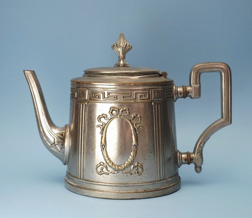 Antique silverplate teapot - antique,